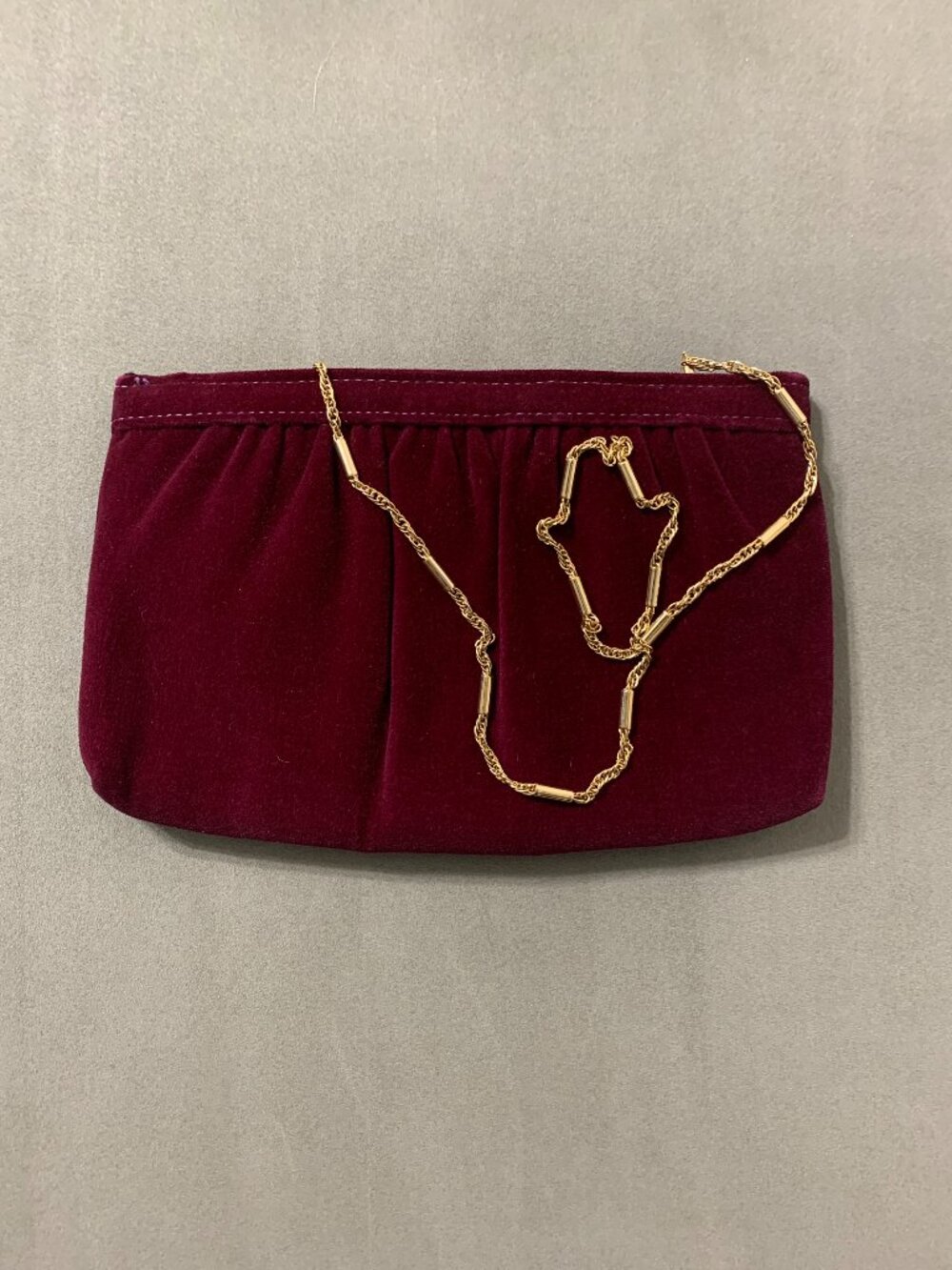 Fa-Cile Deep Burgundy Velvet Woman's Clutch